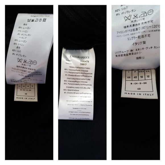 Emilio Pucci Stretchy Lace Inset Long Sleeve Sheath Mini Dress Size 44 Black - Picture 10 of 10